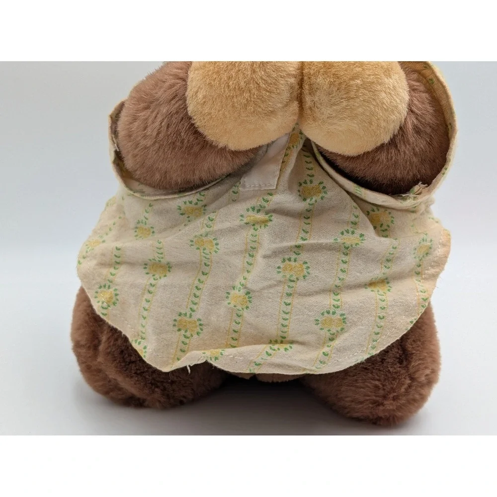 Teddy Bear Plush Brown Vinyl Face Sleeping Eyes Nightcap Gown 13in TB Trading Co